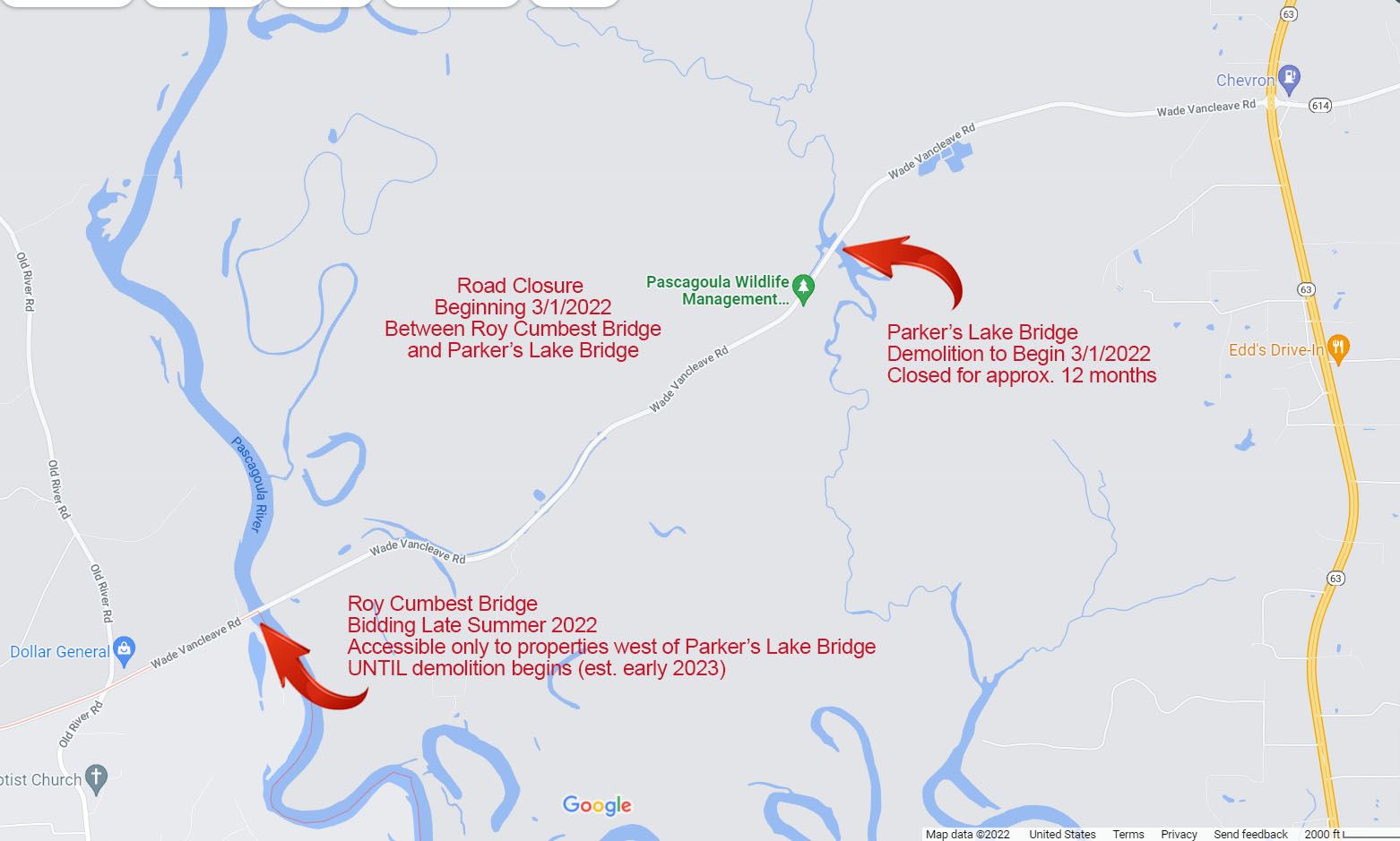 Wade-Vancleave Road Closure (March 1, 2022)