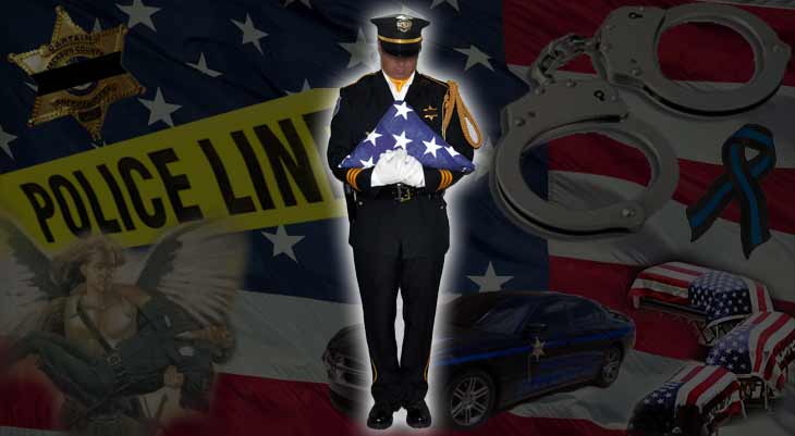 Officer Holding the American Flag